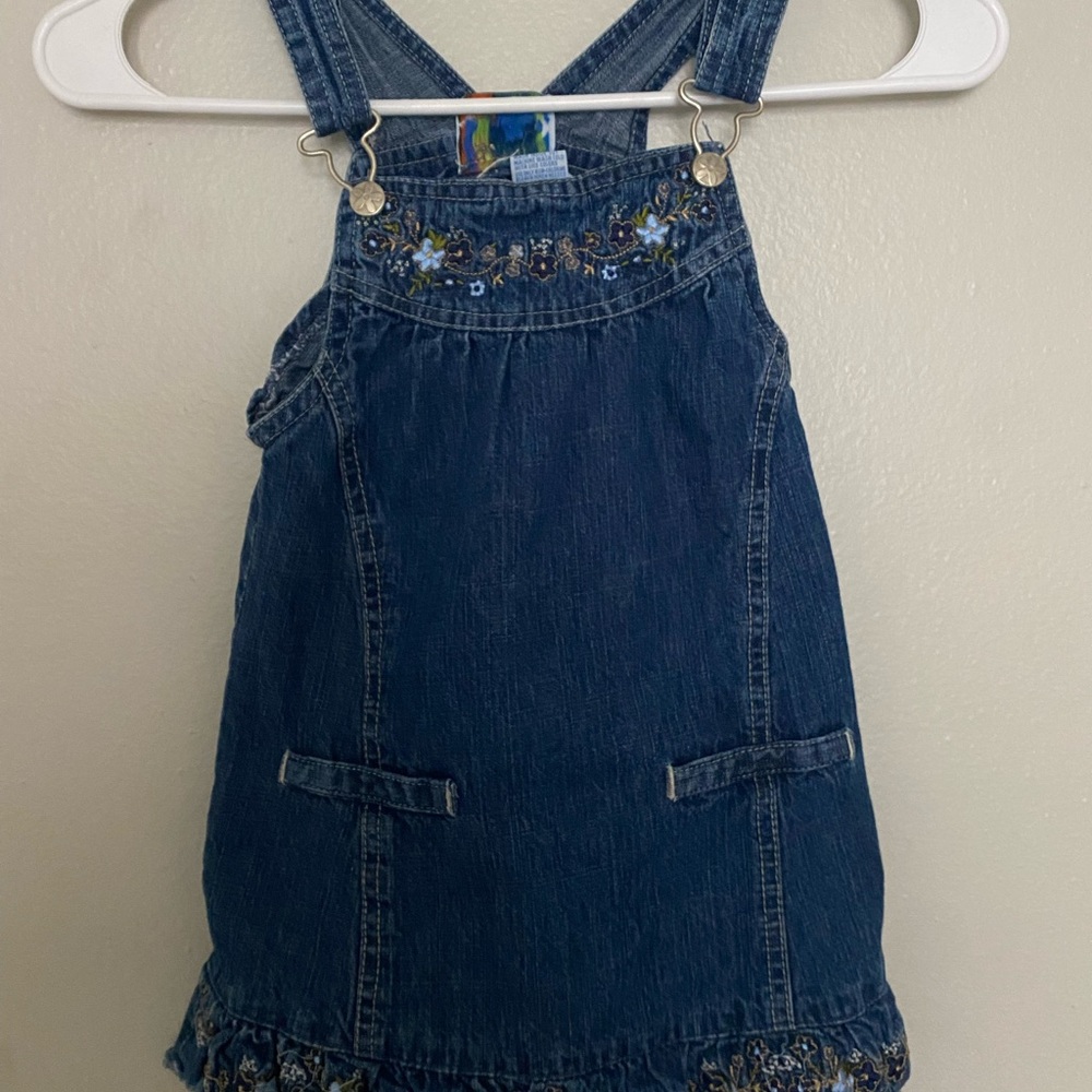 Vintage Denim Blue Kids Overall Dress
